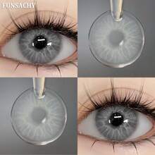 FUNSACHY 1 Pair Of Soft Gray Contact Lenses, Annual Makeup Contact Lenses, Beauty Contact Lenses, Suitable For Daily Wear And Use.