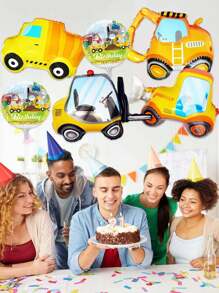 6 piezas Globos de construcción con diseños de excavadora, camión, montacargas, bulldozer, globos de papel de aluminio para fiestas de cumpleaños con temática de construcción, suministros y decoraciones para la fiesta del camión