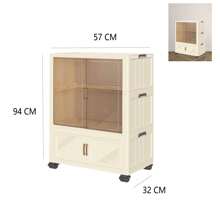 Kremowa, składana szafa z możliwością swobodnego montażu, wielowarstwowa szafa domowa, dwudrzwiowa szafa dziecięca, szafka do przechowywania w sypialni domowej