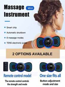 AXH. 4片装液晶显示屏EMS颈部按摩器，电动按摩颈背贴片，8种模式脉冲肌肉刺激器，便携式止痛 - 黑色 - 查看 4