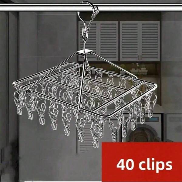 1pc Stainless Steel Clothing Hanger Clips, Multifunctional Anti-Wind Hooks For Skirts, Socks, Jeans, Pants, Dresses, Suitable For Home, Hotel, Dormitory, School, Clothing Store