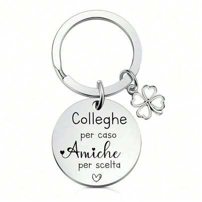 1 pezzo Portachiavi in acciaio inossidabile a forma di quadrifoglio portafortuna, un regalo di amicizia adatto per colleghi, amici, Ringraziamento, compleanno, accessori per auto, ciondolo per borse, accessori scolastici, stile gotico carino Y2K