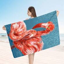 1 Pc Extra Large Flamingo Print Ultra-Soft Microfiber Beach Towel - Quick Dry, Non-Stick And Extra Plush, Skin-Friendly And Portable, Suitable For Fun Travel, Yoga, Picnic And Pool Party Summer,Holiday - Multicolor - View 30
