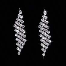 2 Stücke europäischer & amerikanischer Stil Quasten-Ketten-Schmuckset mit Strass-Rauten, bestehend aus Ohrringe und Halskette