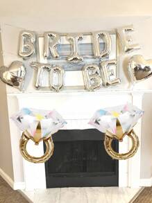 11 piezas Pancarta de "Novia a ser" de 16" y globo con anillo de rhinestone de colores, decoraciones para despedida de soltera, fiesta de compromiso - Multicolor - Ver 7