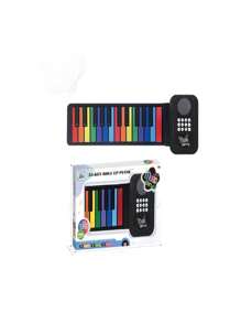 儿童彩虹迷你硅胶键盘钢琴乐器多功能电子键盘室内户外初学者练习亲子互动桌面音乐玩具礼物