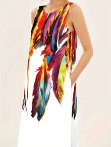 Casual Fashion Posey Dress V-Neck Long Pocket Dress Plus-Size Women's Dress