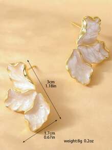 2pcs White Geometric Floral Earrings - Casual Elegant Luxury Design Women Earrings