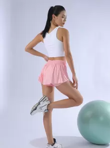 Laies SKORTS Flowy Shorts For Women Butterfly Shorts 2 In 1 Athletic Workout Gym Biker Running Shorts With Pockets - Hồng - Xem 1