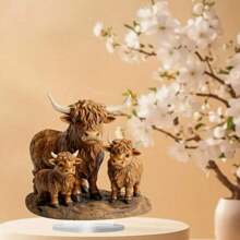 1 Piece, 2D Flat Acrylic Highland Cow Decoration Ornament, Bohemian Style, Very Suitable For Home, Office Or Coffee Shop Desktop Display, Holiday Decoration