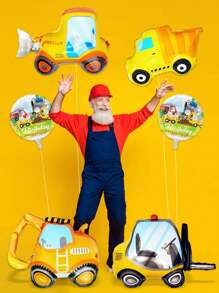 6 piezas Globos de construcción con diseños de excavadora, camión, montacargas, bulldozer, globos de papel de aluminio para fiestas de cumpleaños con temática de construcción, suministros y decoraciones para la fiesta del camión
