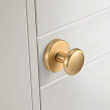 Gold-Interior Lock Passage Door-Knob - Brushed Brass Handles For Hall Closet