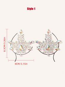 1pair Lady Crystal Acrylic Nipple Stickers For Nightclub Party, For Rave