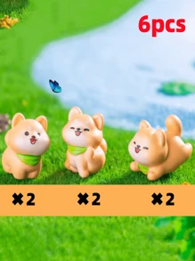 6/15 可爱的小狗雕像，DIY 园艺和景观装饰，适用于花园和花盆装饰、桌面和汽车装饰品 - 彩色 - 查看 12