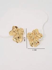 1 par de pendientes llamativos metálicos brillantes con elementos geométricos asimétricos únicos y de moda para mujer