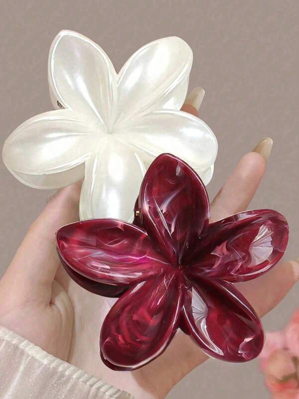 2 piezas de pinzas de pelo grandes de diseño de flores acrílicas, accesorios de pinza de pelo elegantes y sofisticados personalizados para mujeres, uso versátil diario