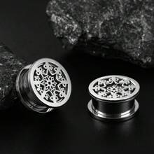 2 件装 316 不锈钢圆形镂空耳塞扩张器耳洞扩张器穿孔女士男士身体饰品 - 多色 - 查看 13