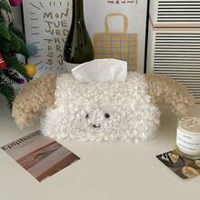 1pc Plush Cartoon Dog Tissue Box Plush Tissue Box Detachable Tissue Storage Container Desktop Tissue Organizer