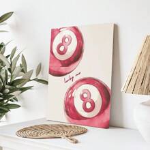 1 Pieza de impresión en lienzo de arte decorativo contemporáneo, póster moderno y simple de la bola de billar rosa de la suerte, arte de pared de chica linda y elegante, pieza de decoración de interiores para dormitorio, sala de estar, oficina en casa, comedor, dormitorio, apartamento, decoración minimalista de habitación
