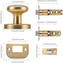 Gold-Interior Lock Passage Door-Knob - Brushed Brass Handles For Hall Closet