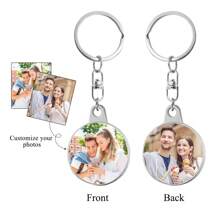 1 Móc khóa tùy chỉnh có ảnh cá nhân, Móc khóa tròn xoay 360°, Móc khóa hợp kim kẽm thời trang, Hoàn hảo cho bạn trai/bạn gái, Quà tặng kỷ niệm sáng tạo độc đáo - Bạc - Xem 2