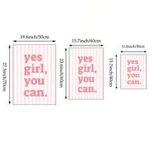 1 件 Yes Girl You Can 墙壁艺术图片励志名言帆布印刷画少女积极肯定海报粉色印刷装饰适用于卧室、客厅、公寓、宿舍墙壁装饰礼物送给她无框 - 彩色 - 查看 6