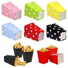12pcs Popcorn Boxes Mini Paper Popcorn Bags Cardboard Disposable Popcorn Container, Snack Candy Popcorn Holder For Carnival Party Supplies, For Birthday Party Wedding Movie Night Tableware Supplies(Black,White,Blue,Yellow,Green,Red,Pink)