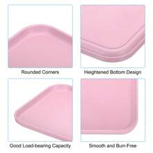 Plastic Fast Food Serving Tray, 3 Pcs Reusable Rectangular Cafeteria Serving Platter For Party Kitchen Restaurant