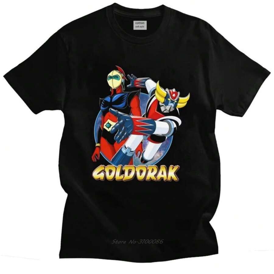 UFO Robot Goldorak Grendizer T Shirt Men Cotton Tshirt Urban Tees Short Sleeved Actarus Goldrake Anime T-Shirts Fitted Clothing - màu đen - Xem 1