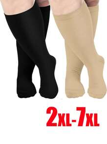 1 双加大码压力袜，透气循环 20-30 毫米汞柱，男女皆宜，加大码 - 7 加大码 - 彩色 - 查看 1