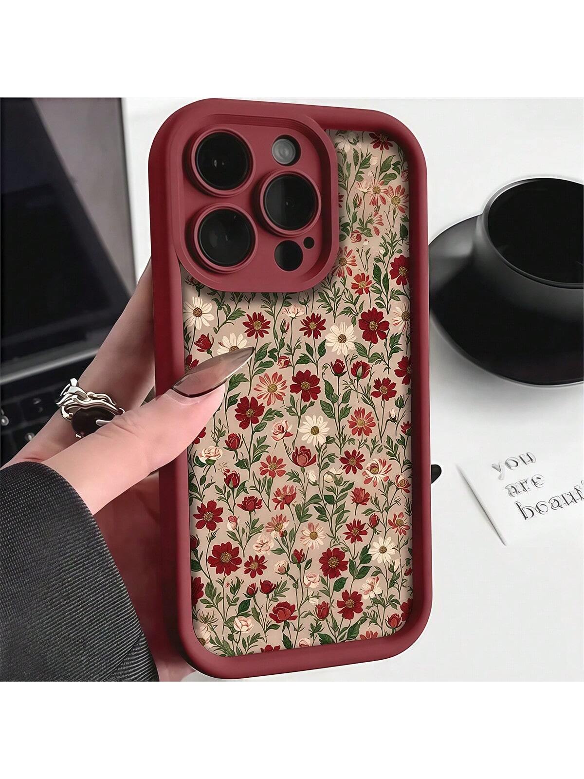 غطاء هاتف بطبعة بورغندي تدرجي بسيطة متوافق مع أجهز...