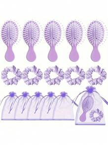 15 件发饰派对礼品套装 - 发刷、发圈和欧根纱包，适用于水疗、过夜、化妆主题活动 - 非常适合婚礼、新娘、单身派对庆祝活动 - 彩色 - 查看 2