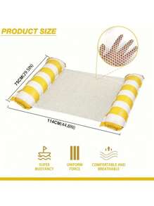 1 pieza Hamaca inflable a rayas, relajación, cama flotante con respaldo de malla, plegable, artículos esenciales de playa, juegos de natación, accesorios de playa, flotador de piscina