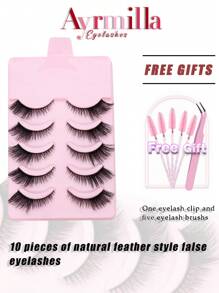 AYRMILLA Lashes 5 paar wimpersets Wimperborstel Natuurlijke valse wimpers Fluffy Soft Dramatische 3D nertsenwimpers Lange, luchtige wimpers Meerlaags Kort Dik Nepwimpers Extension Bulk Nepwimpers Make-upproducten Comfortabel om te dragen Handgemaakt Bovenste wimpers Gevleugelde uiteinden Oogverlenging Natuurlijke realistische wimpers Volle wimpers Langdurig volume Populaire make-up beautytool