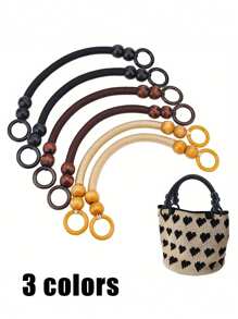 14.57 Inch Fashionable Rustic Wooden Bead Strap - U-Shaped Nylon Shoulder Strap Handle, Suitable For Crochet Bags, Tote Bags And Baskets, Multi-Color, Versatile DIY Bag Accessory - Multicolor - View 2