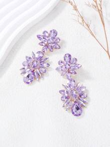 juran 1 Pair Ladies Exaggerated Rhinestone Flower Pendant Earrings, Wedding/Date/Party Gift Jewelry