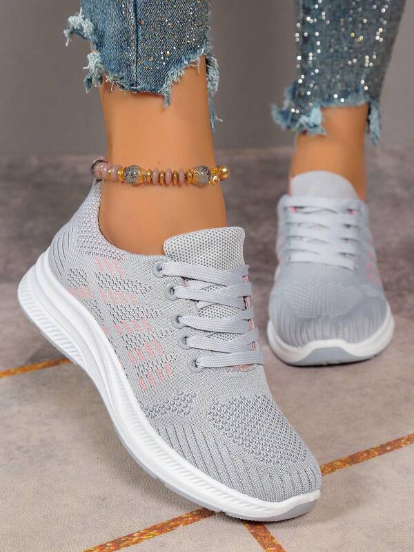 Novo estilo de tênis de corrida casual de malha para mulheres, tênis esportivos de viagem