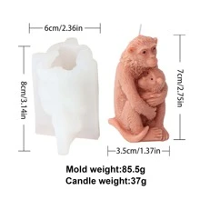 1pc DIY Tree Stump Mother Son Bear Candle Mold Handmade Sitting Animal Soap Resin Plaster Mold Mother Child Monkey Making Tool Desk Decor Gifts