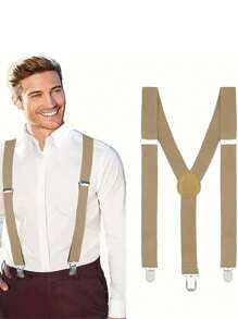 Solid Color Men Suspender With 3 Strong Clips Adjustable Braces Suitable For Teen Summer Casual Outdoor Athletic Or Vacation Travel Or Graduation Gifts Or Birthday Dress Accessories Or Daily Wear