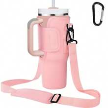 SUGAW 1 pezzo Porta borraccia regolabile da 40 once con cinturino alla spalla, accessorio per borraccia di colore unito a forma di cuore impermeabile per San Valentino, adatto per escursioni, campeggio, viaggi di lavoro, compatibile con , forniture per il rientro a scuola