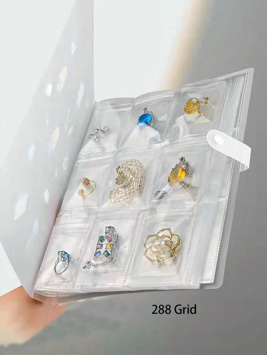 1pc Jewelry Storage Bag, Oxidation-Resistant Jewelry Collection Album (Excluding Mini Sealed Bags & Jewelry), Desk Drawer-Style Storage Box, Transparent Necklace Bracelet Ring Jewelry Pouch, Bag, Collection Album