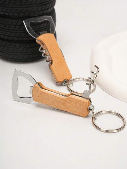 1PC Multi-Function Keychain Bottle Opener - Simple Log Color Matching, Hook Design Portable, Beer And Wine Easily Open, Birthday Party Necessary Practical Gifts