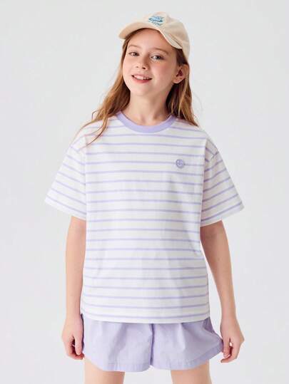 Balabala Tween Girl' Short-Sleeve T-Shirt, 2025 Summer Quick-Dry Top