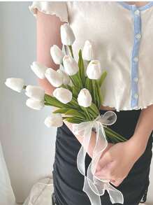 1/3/5/10/20 Piezas de Flores Artificiales de Tulipanes Tacto Real Ramo de Flores de Tulipanes Falsos de PU para Decoración Hogar, Boda, Fiesta, Oficina, Decoración Hogar Pascua