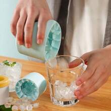 Mini molde de cubos de hielo de silicona, cubo de hielo redondo, caja de almacenamiento de hielo, herramientas creativas de bar para el hogar, fabricante de hielo para refrigerador - Mini Azul - Ver 3