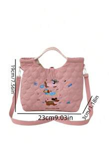 1pc Puppy, Lightweight, Campus Casual Embroidery Crossbody Bag, Detachable Backpack, Suitable For Teen Girls, Female College Students, Backpack, Back To School Season, Textbook Bag, Medium And Large Students
