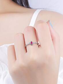 S925 Sterling Silver Fine Jewelry Colored Oval Zirconia Sterling Silver Women's Ring