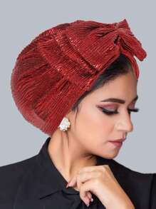 1pc Multi-Purpose Women Breathable Headscarf, Silky Bowknot Solid Color Headwrap Cap, Suitable For All Seasons, Hijab For Abaya - A - View 7