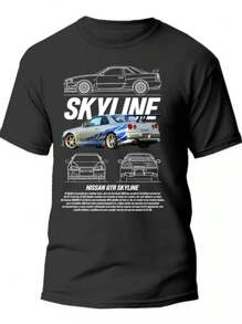 Camiseta Room Estampado De Moda Nissan Skyline  Tejido Transpirable 220g algodón pesado - Negro - Ver 1