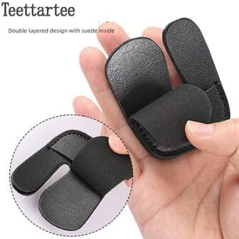 Teettartee 3-Finger Archery Finger Tab, Adjustable Leather Bow Shooting Glove Protector For Recurve Bow Hunting Archery Sports